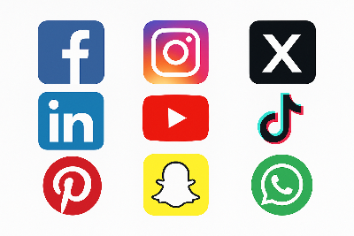 a collection of social media logos